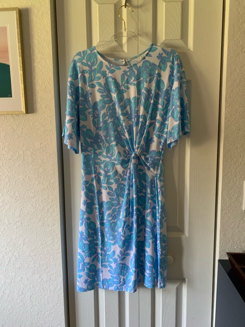 Lilly Pulitzer Blue and White Floral Midi Dress with Front Knot Size XS NWT - Picture 3 of 8
